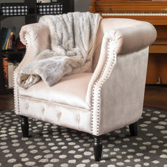 Celestialis Upholstered Club Chair with Tub Design and Rolled Recessed Armrests