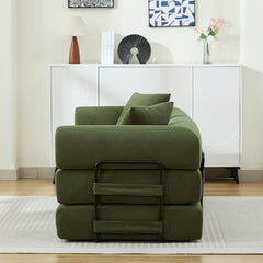 Folding Sofa Bed with Corduroy Upholstery and 2 Pillows