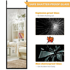 Full Length Metal Door Mirror with Adjustable Hook