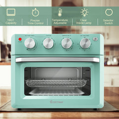 19 Qt Dehydrate Convection Air Fryer Toaster Oven with 5 Accessories-Green