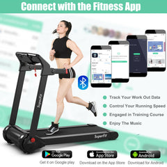 3HP Electric Folding Treadmill with Bluetooth Speaker-Red