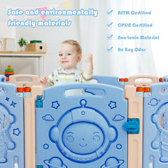 18-Panel Foldable Baby Playpen Kids Activity Center with Lockable Door