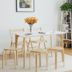 Set of 4 18 Inch Wood Home Backless Dining Chairs-Natural