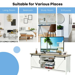 TV Stand Media Center Console Cabinet with Sliding Barn Door