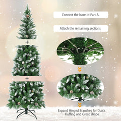 5/6/7.5 Feet Artificial Pencil Christmas Tree with Pine Cones