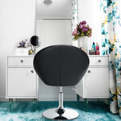 1 Piece Modern Adjustable Swivel Round PU Leather Chair-Black