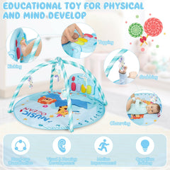 Baby Activity Play Piano Gym Mat with 5 Hanging Sensory Toys