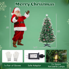 5/6/7 Feet Artificial Christmas Tree with Red Berries and Kerosene Lamps