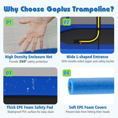 7 Feet Kids Recreational Bounce Jumper Trampoline-Blue