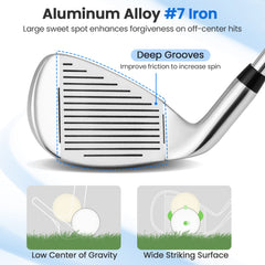 #7 Iron Single Golf Club for Men with Steel Shaft and Headcover