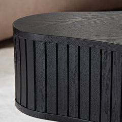 42.52 Inch Modern Wooden Handcraft Drum Coffee Table Black