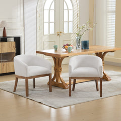 Mid Century Modern Upholstered Barrel Dining Chair with Arms