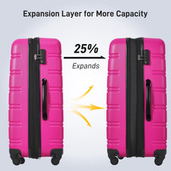 Hardshell Luggage Sets 2 Pieces + Bag Spinner Suitcase With TSA Lock Lightweight 20" / 28" - Pink