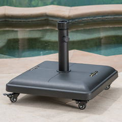 Modern Square Wheelie Umbrella Base Black Concrete 19.69 Inch