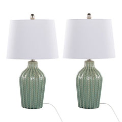 Rockwell 23" Contemporary Ceramic Table Lamps in Sage - Set of 2