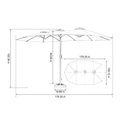 14.8 Ft Double Sided Outdoor Umbrella Rectangular Large with Crank (Dark Green)