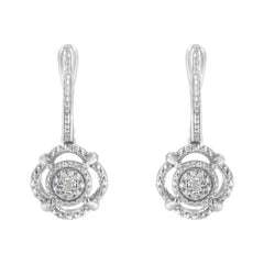 .925 Sterling Silver Miracle-Set Diamond Accent Drop and Dangle Earrings (I-J Color, I3 Clarity)