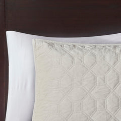 3 Piece Velvet Quilt Set Ivory King/Cal King
