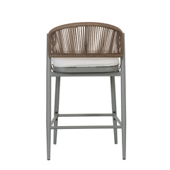 Outdoor 26' Counter Height Metal Frame Counter Stools with Scallop-shaped Backrest & Water-resistant Cushions, Set of