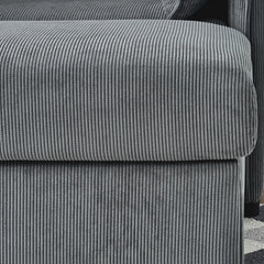 Comfy Corduroy Oversized Chaise Lounge Chair with Ottoman and Storage