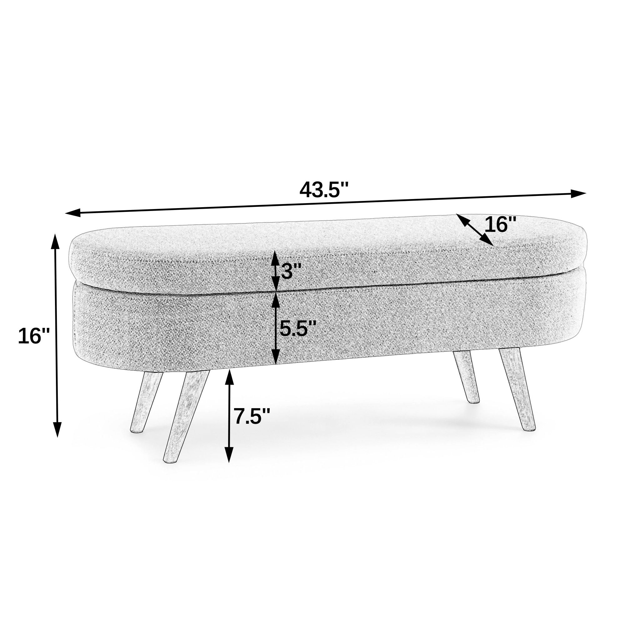 Modern Ottoman Storage Bench Upholstered Seat