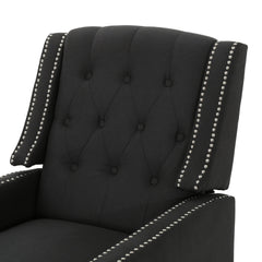 Classic Dark Grey Fabric Push Back Chair with Riveted Armrests