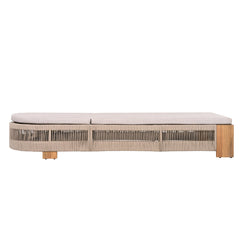 Outdoor Chaise Lounge Chair with Acacia Wood and Adjustable Backrest