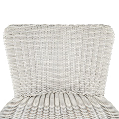 Lymington Outdoor Bar Stool Set of 2, Teak Finished Wood with Light Grey Wicker