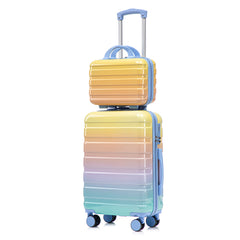 14'/20' 2-Piece PC Spinner Wheel Luggage Set in Gradient Blue and Yellow