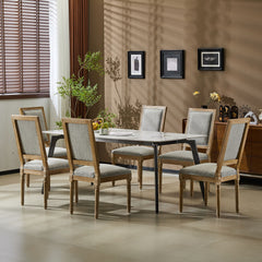 French Country Style Dining Chair With Upholstered Seating And Fluted Legs