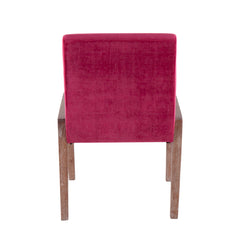 Carmen Contemporary Chair Set of 2 in White Washed Wood and Pink Velvet