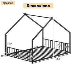 Full Size Rooftop Bed Frame LED Lights For Kids - Black