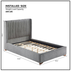 Corduroy Upholstered Wingback Bed Frame