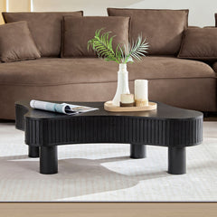 42.52 Inch Modern Wooden Handcraft Drum Coffee Table Black