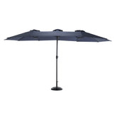14.8 Ft Double Sided Outdoor Umbrella Rectangular Large with Crank (Navy Blue) (No Base)