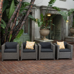 Outdoor Club Chair Set of 4 with Water Resistant Cushions