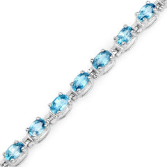7.92 Carat Genuine Blue Zircon .925 Sterling Silver Bracelet