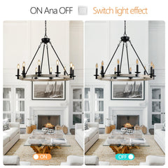 32" Rustic Farmhouse 10-Light Candle Chandelier