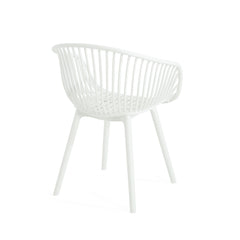 Modern Mykonos Outdoor Dining Chairs Set of 2 with Weather-Resistant White Plastic Resin