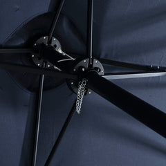 14.8 Ft Double Sided Outdoor Umbrella Rectangular Large with Crank (Navy Blue) (No Base)