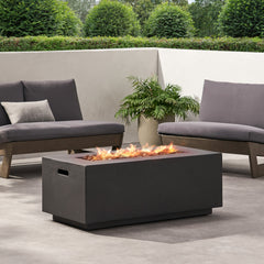 Contemporary Outdoor 40,000 BTU Propane Fire Pit Light Grey MgO Concrete 40'