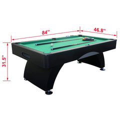 Premium 7FT Black Billiards Game Room Table For Home With Cue Sticks And Billiard Balls (SAK58210)