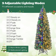 Pre-Lit Blue Artificial Christmas Tree Slim with 9 Lighting Modes