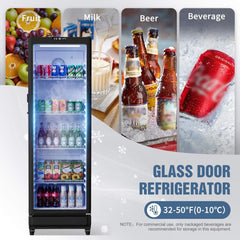 8.5 Cu.Ft Commercial Single Glass Door Beverage Merchandiser Refrigerator (SAK27946)