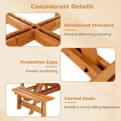 8-Person Round Picnic Table Set Circular Patio Dining Camping Table with Benches-Yellow