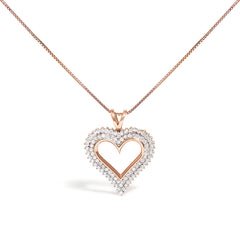 .925 Sterling Silver 1.00 Cttw Diamond Heart 18" Pendant Necklace (I-J Color, I2-I3 Clarity)