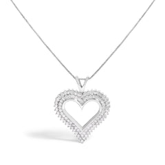 .925 Sterling Silver 1.00 Cttw Diamond Heart 18" Pendant Necklace (I-J Color, I2-I3 Clarity)