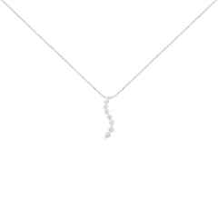 AGS Certified 14k White Gold 3.0 Cttw Baguette and Brilliant Round-Cut Diamond Journey 18" Pendant Necklace (K-L Color, I1-I2 Clarity)