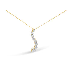 AGS Certified 14k White Gold 3.0 Cttw Baguette and Brilliant Round-Cut Diamond Journey 18" Pendant Necklace (F-G Color, I1-I2 Clarity)