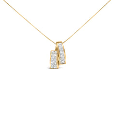 14K Yellow Gold 1 5/8 cttw Princess and Baguette Cut Diamond Fashion Pendant Necklace (G-H, VS2-SI1)